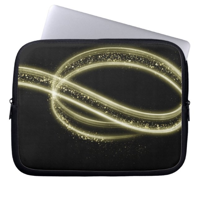 Premium Svart Guld Tech Stil Laptop Fodral (Framsidan)