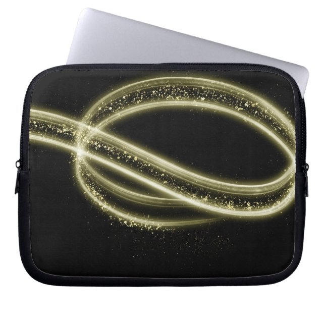 Premium Svart Guld Tech Stil Laptop Fodral (Framsidan)