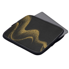 Premium Svart Guld Tech Stil Laptop Fodral