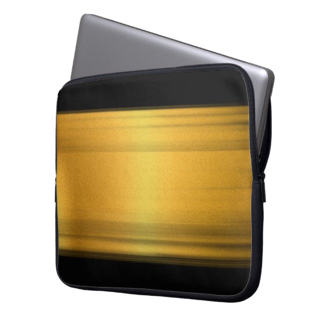 Premium Svart Guld Tech Stil Laptop Fodral (Framsidan Vänster)