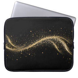 Premium Svart Guld Tech Stil Laptop Fodral
