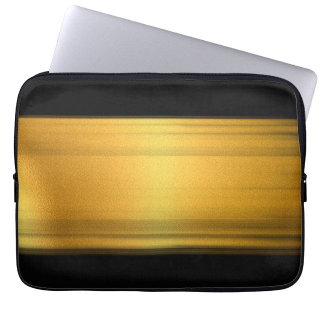 Premium Svart Guld Tech Stil Laptop Fodral (Framsidan)