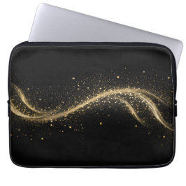 Premium Svart Guld Tech Stil Laptop Fodral