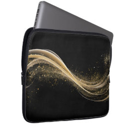 Premium Svart Guld Tech Stil Laptop Fodral