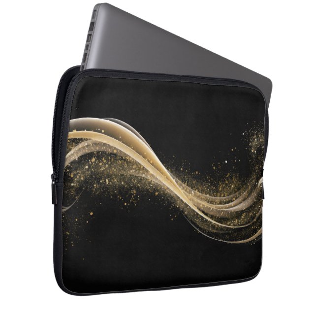 Premium Svart Guld Tech Stil Laptop Fodral (Framsidan Höger)