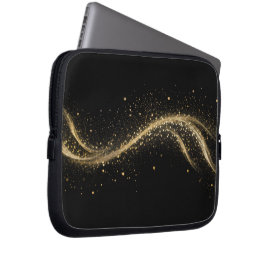 Premium Svart Guld Tech Stil Laptop Fodral