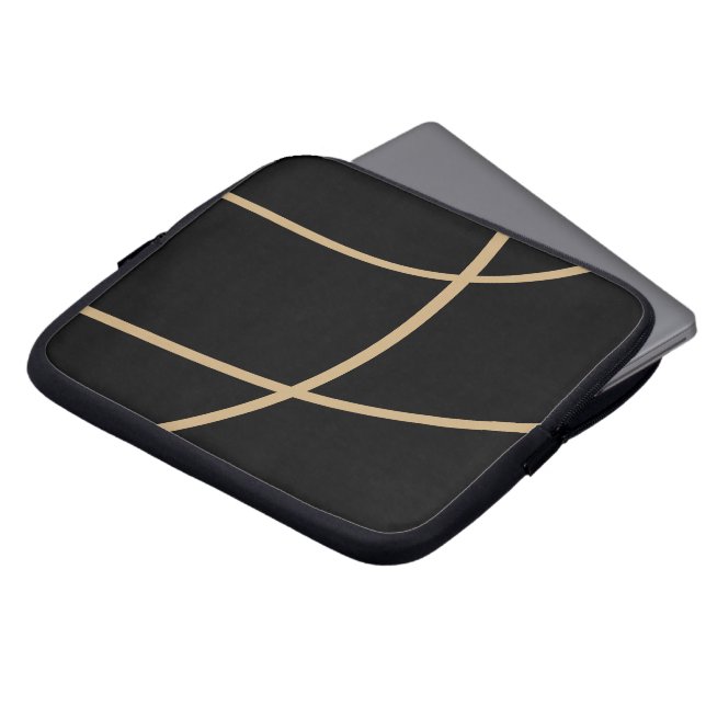Premium Svart Guld Tech Stil Laptop Fodral (Framsida topp)