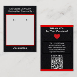 Premium Svart Röd Örhänge Display QR Visitkort