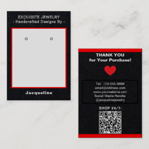 Premium Svart Röd Örhänge Display QR Visitkort