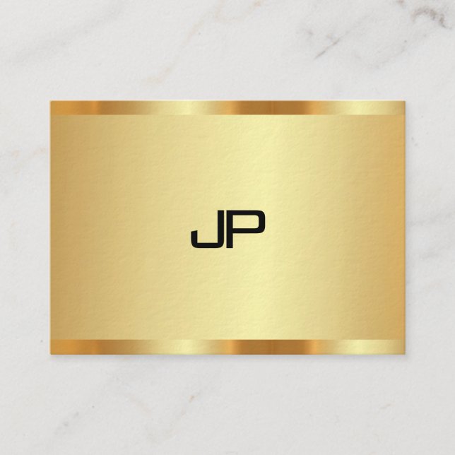 Premium Thick Modern Elegant Faux Guld Monogram Visitkort (Framsida)