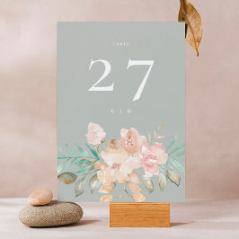 Premium Tjock Grönt 5 x 7 Blommigtar Bordsnummer