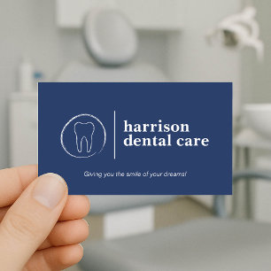 Premium Tooth Sketch Logotyp Blue Dentist Visitkort