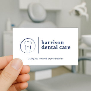 Premium Tooth Sketch Logotyp White/Blue Dentist Visitkort