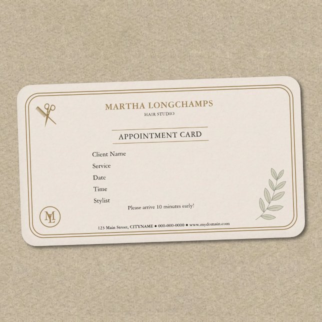 Premium Utnämningskort för Hårstudio Visitkort (Hair Studio Premium Appointment Card)