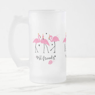 Premium Vector för akut rosa-flamingos Frostat Ölglas