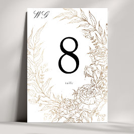 Premium White och Guld Blommigt WAN Bröllop Bordsnummer