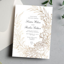Premium White och Guld Blommigt WAN Bröllop