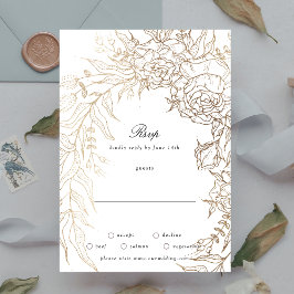 Premium White och Guld Blommigt WAN Bröllop OSA Kort