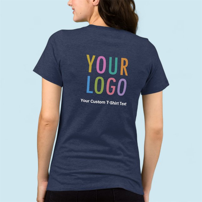 Premium Women's Navy Blue T-Shirt Business Logotyp (MISOOK Women’s Navy Blue T-Shirt with Logo on Back and Chest)