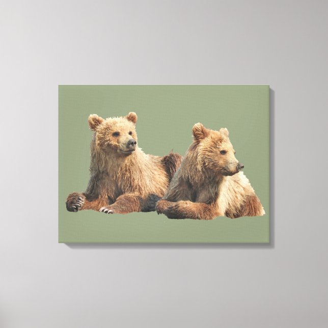 Premium Wrapped Canvas 24 x 18 björnar i grizzly (Framsida)