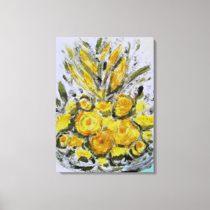 Premium Wrapped Canvas (Gloss) Gult Rosas
