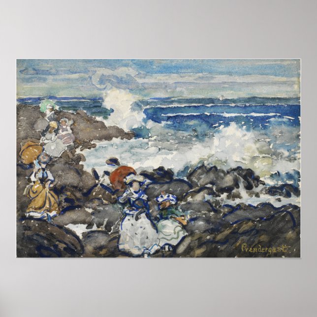 Prendergast - Klippor Vågor Och Figurer Poster (Framsidan)