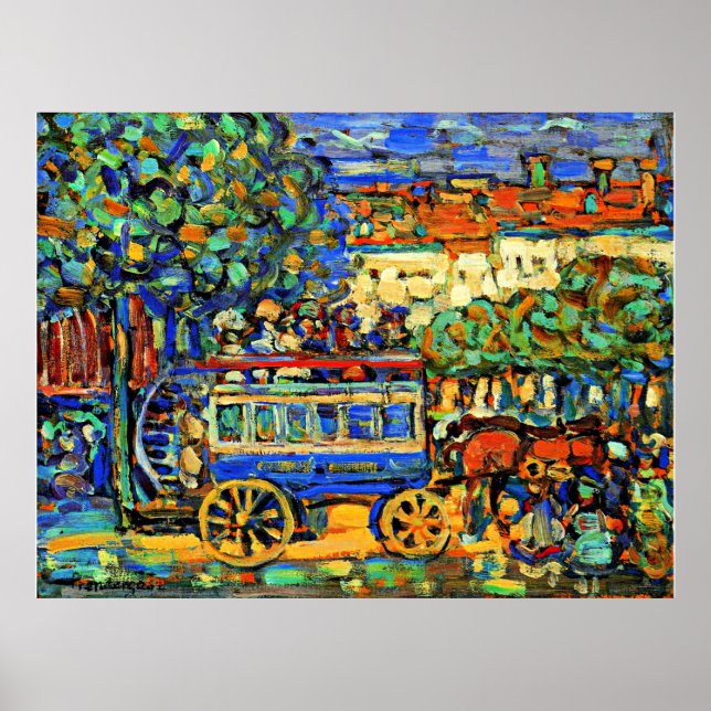 Prendergast - Paris Omnibus, färglös målning Poster (Framsidan)