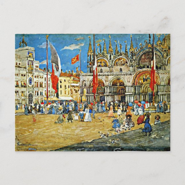 Prendergast: St. Mark's, Venedig cityscape Vykort (Framsida)