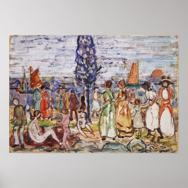 Prendergast - Strand med blå träd Poster (Framsidan)