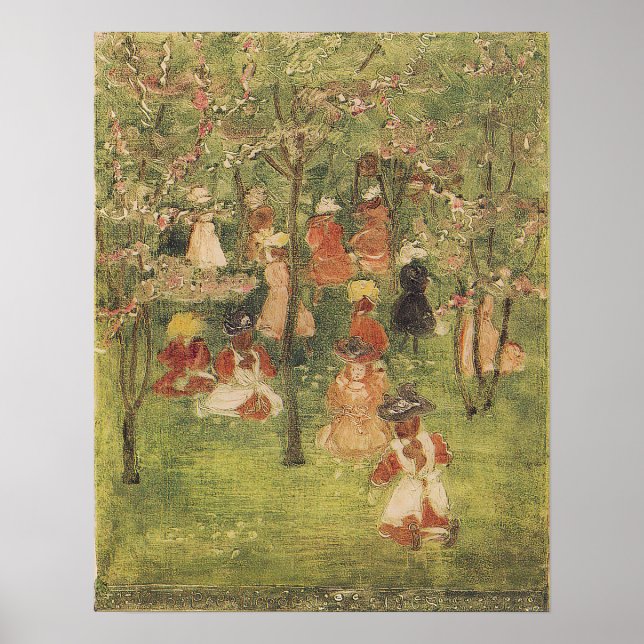 Prendergast - Vår i Franklin Park 1895 Poster (Framsidan)