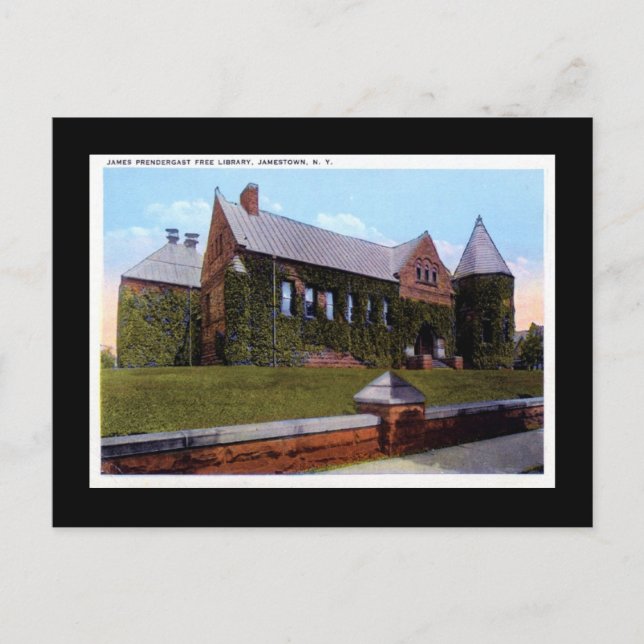 Prendergrast Bibliotek, Jamestown NY 1920-talets V Vykort (Framsida)