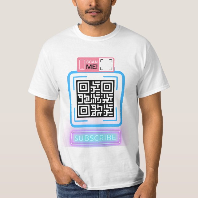 Prenumerera meddelande om Online med QR-kod T-Shir T Shirt (Framsida)