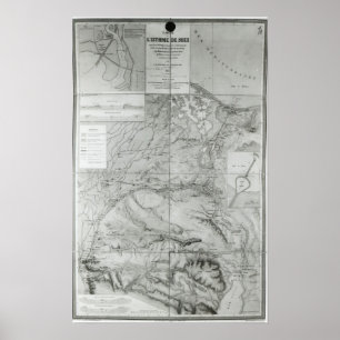 Preparatory karta av den Suez kanalen, 1855 Poster