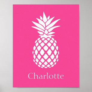 Prepparad vit ananas på rosa poster
