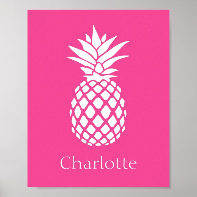 Prepparad vit ananas på rosa poster (Framsidan)