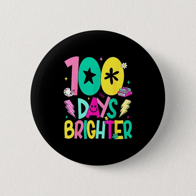 Preppy 100 dagar ljusare Glad 100-årsdag för skola Knapp (Framsida)
