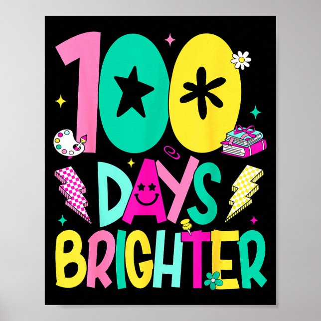 Preppy 100 Days Brighter Happy 100th Day Of School Poster (Framsidan)