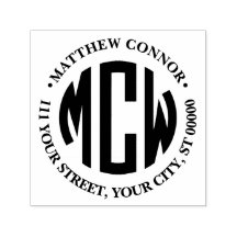 Preppy 3 Initial Circle Monogram Framed Adress