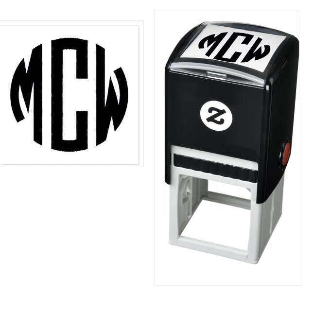 Preppy 3 Initialer Cirkelmonogram Inramad 2X Självfärgande Stämpel (Skapare uppladdad)