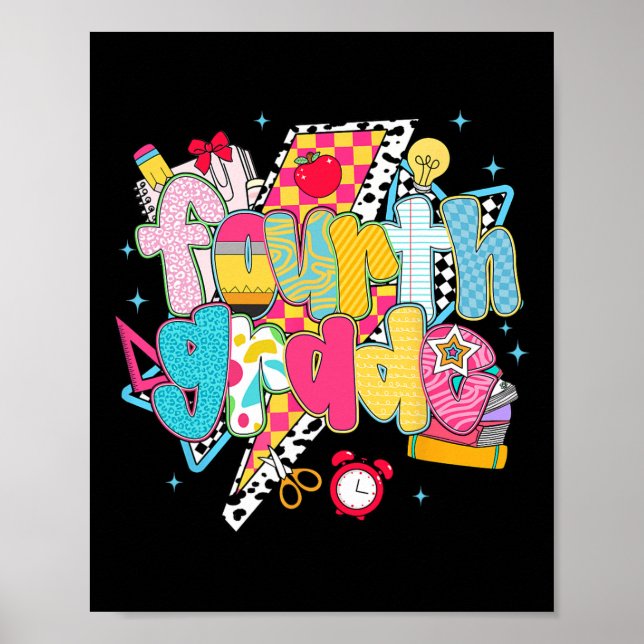 Preppy 4:e klass drömteam tillbaka till skolan lär poster (Framsidan)