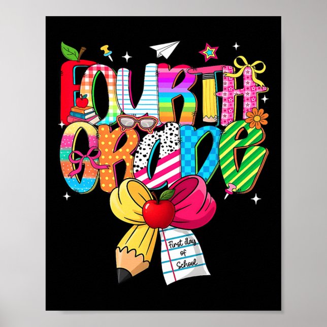 Preppy 4:e klass drömteam tillbaka till skolan lär poster (Framsidan)
