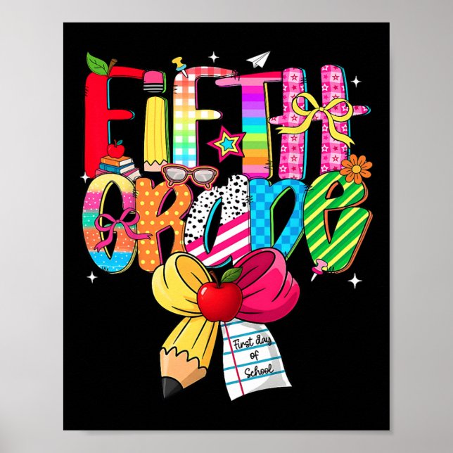 Preppy 5th Grade Dream Team Back To School Teacher Poster (Framsidan)