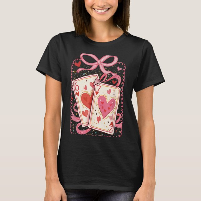 Preppy 6 7 Valentine Couple Love Hearts Playing Ca T Shirt (Framsida)