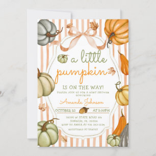 Preppy A Pumpkin är på väg som Baby Shower Inbjudningar