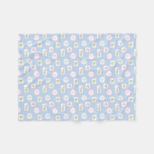 Preppy akvarellblomma grandmillennial fleecefilt