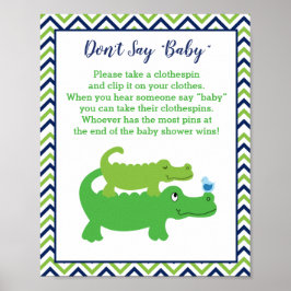 Preppy Alligator Baby Shower Säg inte Baby-spel Poster