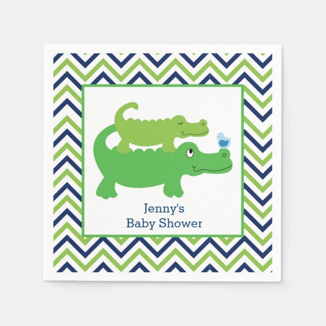 Preppy Alligator Chevron Rand Napkin Pappersservett (Framsidan)
