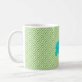 Preppy Alligator Grekiska Nyckel Collegiate INITIA Kaffemugg