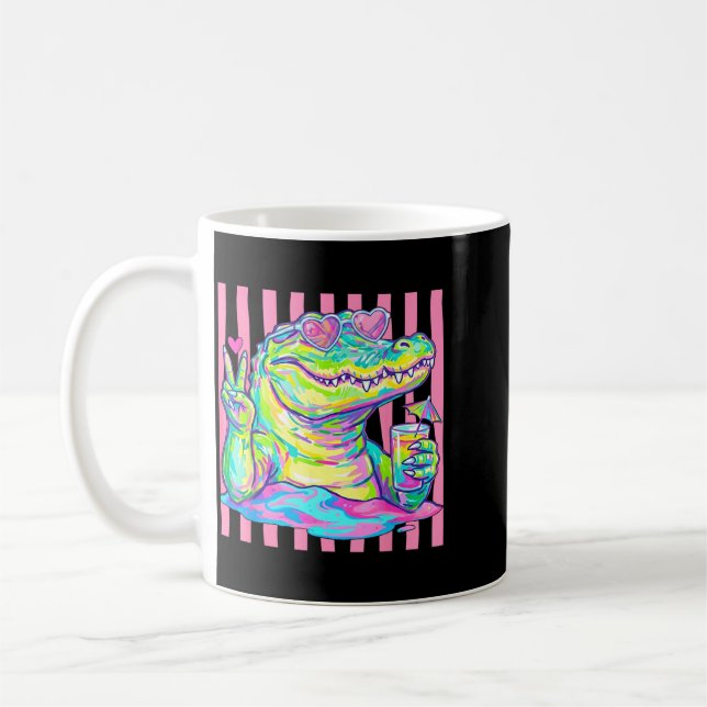 Preppy Alligator Heart Solglasögon Ed Estetik Somm Kaffemugg (Vänster)