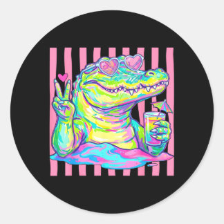 Preppy Alligator Heart Solglasögon Ed Estetik Somm Runt Klistermärke